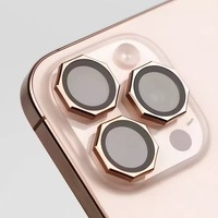 Protecteur d'objectif de caméra en verre trempé en alliage d'aluminium métallique octogonal pour iPhone 13 14 15 16 Pro Max avec emballage de positionnement