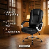 Fauteuil de direction pivotant de luxe en cuir, ergonomique et contemporain, avec fonction massage et repose-pieds