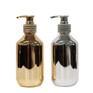Bouteille de shampooing et d'huile capillaire en plastique ABS doré argenté de 500 ml, personnalisée et colorée, avec pompe à lotion - Product Image 1