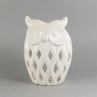 Brûleur d'huile en céramique en gros en forme de hibou pour la décoration intérieure, chauffe-huile personnalisé pour bougie chauffe-plat