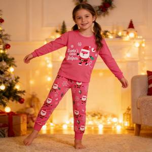 Pyjamas de Noël personnalisés pour enfants, ensemble de vêtements de nuit en coton pour les fêtes, imprimé de dessins animés, vêtements pour enfants, marque privée OEM ODM, ensemble de pyjamas pour enfants - Product Image 1