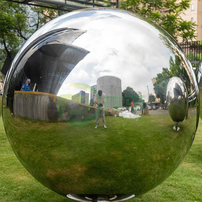 Наружный квадратный парк трава город металлический шар художественное украшение 304 пользовательская большая металлическая скульптура из нержавеющей стали полый шар