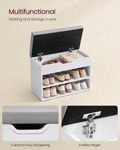 SENYU Modern White <b>Shoe</b> Rack <b>Bench</b> with 3 Shelves <b>Storage</b> Organizer <b>for</b> Entryway Home Furniture Minimalist Design Freestanding - Product Image 3