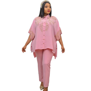 Ensemble deux pièces chemise et pantalon crayon pour <span class=keywords><strong>femme</strong></span>, style OL africain, grande taille, style européen et américain, pour le commerce extérieur - Product Image 5