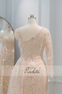 Ruolai LWC8120 nuovo stile monospalla e manica lunga abito da sera perline abiti da ballo - Product Image 4