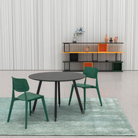 Table de négociation mobile moderne Petite table ronde en bois Blake blanc pour mobilier de bureau en espace ouvert