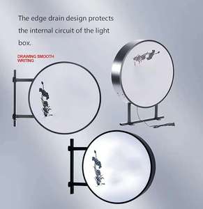 Biểu Tượng Tùy Chỉnh Xoay Tường Side Treo Bảng Nhôm Khung Quảng Cáo Ngoài Trời <span class=keywords><strong>LED</strong></span> Vòng Ánh Sáng Hộp Dấu Hiệu Vòng Tròn Gắn Biển Hiệu - Product Image 3