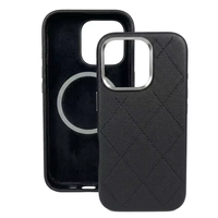 Étui en cuir PU matelassé magnétique effet diamant et grain litchi pour iPhone 18 17 16, antichoc, anti-rayures, logo personnalisé disponible
