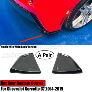 2 ชิ้น ชุดแต่งมุมกันชนหลังรถยนต์ สำหรับ Chevrolet Corvette C7 ปี 2014-2019  ดิฟฟิวเซอร์ข้าง สปอยเลอร์  สีดำเงา ลายคาร์บอนไฟเบอร์ - Product Image 1