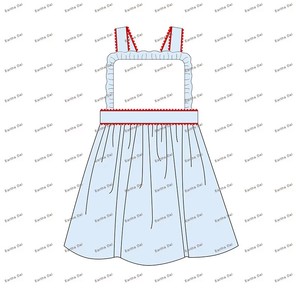 Set di Abbigliamento per Neonata, Tutina con Bordo Rosso Ric Rac per il 4 Luglio, Vestitino in Cotone per Neonata - Product Image 4