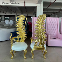 Chaise de mariage de luxe en or chaise de trône de roi reine à dossier haut chaise de mariée et de marié