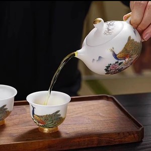 <strong>Tea</strong> <strong>Set</strong> Ice Jade Porcelain Three Cups One Pot Sheath Wooden Box Porcelain Kung Fu <strong>Tea</strong> <strong>Set</strong> Travel <strong>Tea</strong> <strong>Set</strong> <strong>Gift</strong> Packaging <strong>Gift</strong> - Product Image 4