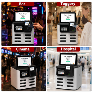 Station de recharge partagée Relink à 6 emplacements avec écran tactile LCD, publicité, paiement sans contact NFC et borne de location de chargeurs - Product Image 3