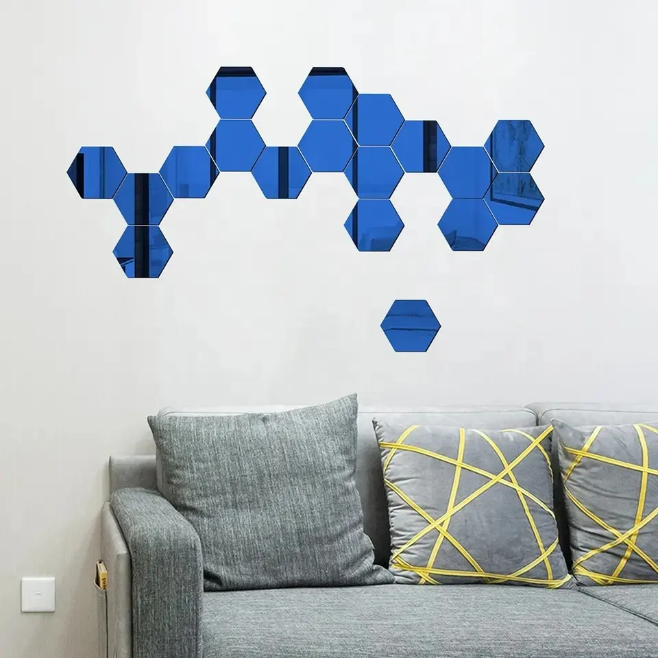 Altıgen çıkarılabilir ev dekor ayna yaratıcı DIY duvara monte etiket akrilik ayna seti