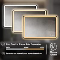 Miroir intelligent LED à cadre noir, éclairage frontal et rétroéclairage, CRI 90+, 3 températures de couleur, intensité réglable, détecteur de mouvement, anti-buée