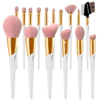 Ensemble professionnel de 16 pinceaux de maquillage à manche en bois, style plat, pour le contour du visage et des joues, le mascara et le crayon à sourcils - SANS LOGO