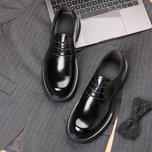 New men's leather shoes for business formal wear, British style wedding shoes, thick-soled, <b>full</b>-leather men's shoes - Product Image 6