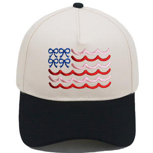 Gorra Trucker Bordada con Lazo de Bandera Americana, Estilo <span class=keywords><strong>Coqueta</strong></span>, Personalizada al por Mayor para Mujer - Product Image 3