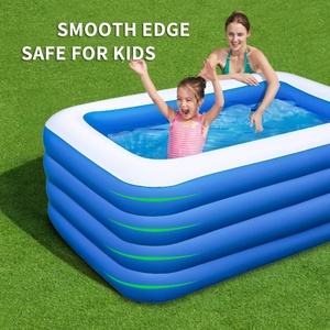 PVC Inflatable Swimming <b>Pool</b> 70*55*29 Inch Blue Color 270 Gallons for Family Kids Summer Water Party Outdoor Garden Backyard Fun - Product Image 4