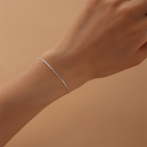 Pulsera Tobillera de Cadena de Coliflor Brillante y Lujosa, Chapada en Rodio y Oro sobre Plata de Ley S925, Ajustable para Mujer, Regalo - Product Image 4