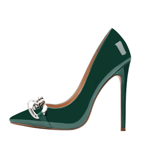 Concise Fashion Women <b>Pumps</b> Sexy Metal Chain Pointed Toe on Thin High Heel Women Dress Shoes Plus Size 45 - Product Image 1