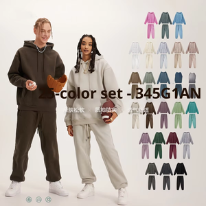 Conjunto de Sudadera con Capucha para <span class=keywords><strong>Hombre</strong></span> 345G, Colección Otoño Invierno 2025, Estilo Americano Moderno, Forro Polar de Color Sólido - Product Image 2