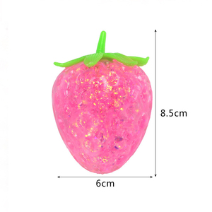 Jouets de décompression en gros pour enfants : Fraise en TPR scintillante, anti-stress, pour l'exercice des mains, cadeau promotionnel - Product Image 6
