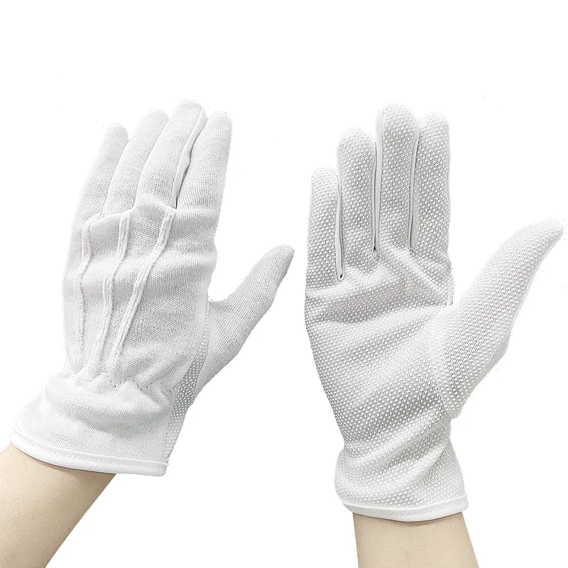 Toptan özel Logo temizlik takı gümüş gazlı bez töreni iş tuval tören beyaz pamuklu eldiven