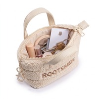 Mini pochette Sherpa en polaire Teddy crème, porte-clés moelleux, breloque de sac, fermoir mousqueton, poignées souples, porte-monnaie zippé, logo personnalisé OEM
