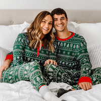 Ventes en gros de pyjamas de Noël personnalisés pour couples, enfants, femmes, en bambou, pyjamas de Noël assortis pour la famille, vêtements de nuit