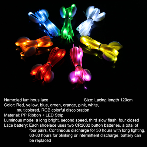 Led Light UP Shoelaces With Multicolor Flashing , Wholesale Custom Rope LED Shoelace