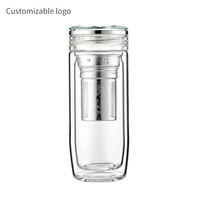 Tasse isolante en verre borosilicate transparent à double paroi, forme œuf d'oie avec couvercle diamant, ensemble cadeau de tasses à thé isolantes