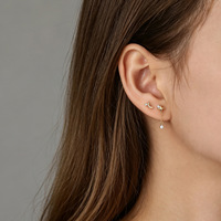 Glowluxe S925 Pendientes de Plata de Ley con Borlas de Estrella y Luna para Mujer, Joyería Celestial Colgante con Circones en Tono Dorado