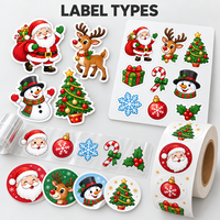 Autocollants en PVC personnalisés pour cadeaux et artisanat, impression couleur, découpe à la forme, finition brillante, ensemble d'autocollants découpés pour Noël