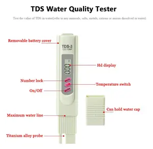 سعر المصنع TDS-3 مقياس إجمالي المواد المذابة جهاز اختبار مياه القلم LCD الرقمية Temp PPM متر فاحص تصفية عصا للمياه النقاء