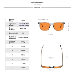 Vente en gros de montures optiques classiques TR90, lunettes de mode jaunes avec verres orange, lunettes de créateur personnalisées unisexes, anti-lumière bleue - Product Image 3