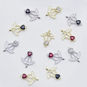 Pendentif en forme de flèche de Cupidon, breloques en alliage de zinc, serti de pierres, pour la fabrication de bijoux DIY, accessoire cadeau unisexe GJ333 - Product Image 1