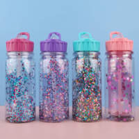 350ML doppio strato trasparente PS creativo bottiglia di acqua PP paglia Design confortevole bottiglia d'acqua con coperchio in paglia