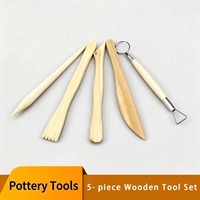 Juego de 5 Herramientas de Cerámica de Madera, Herramientas para Esculpir y Tallar Arcilla, Kit de Herramientas para Modelar Cerámica, para Arte de Cerámica DIY