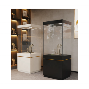 Tùy chỉnh có thể điều chỉnh ván ép nước hoa hiển thị tủ Trắng cao kính truy cập hàng đầu giới thiệu tủ lớn với ánh sáng - Product Image 2