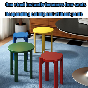 4 in 1 Top Stackable Wooden Nesting <b>Stools</b> Multi-Purpose Coffee Table Set for Living Room Home Furniture - Product Image 3
