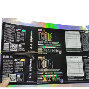 Impression personnalisée holographique, impression de marque privée brillante, supplément nutritionnel pré-entraînement super, grand autocollant de marque - Product Image 1