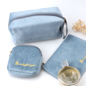 Custom Logo Printing Velvet Zipper <b>Makeup</b> Case Luxury Travel Cosmetic Brush Packing Portable <b>Makeup</b> <b>Storage</b> Bag - Product Image 1