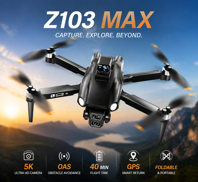 (New)Z103 Max Beginner GPS 4K UHD Camera 3-Axis Gimbal EIS Plastic Smart OAS RC Remote Controller LCD Screen Battery Full Set