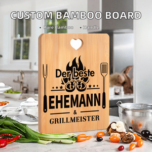 Tabla de Cortar de Bambú Personalizada, Forma Rectangular, con Asa, Multifuncional, Grabado de Logotipo Personalizado, Regalo Perfecto para Papá, Día del Padre - Product Image 2