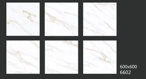 Baldosas de Porcelana Esmaltada para Pisos y Escaleras de Casa, Color Blanco Mármol, Venta al por Mayor, para Uso en Villas y Escuelas, Hanse HW6602P - Product Image 2