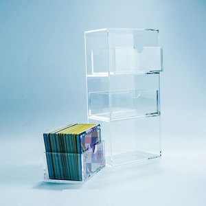 Wholesale Transparent 3-Tier Acrylic <b>Display</b> <b>Case</b> Double Grid Card Storage Box 100pcs Capacity for Home Store - Product Image 1