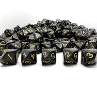 Jeu de dés en acrylique et plastique à paillettes polyédriques à 10 faces bleu et or pour jeux de rôle Donjons et Dragons
