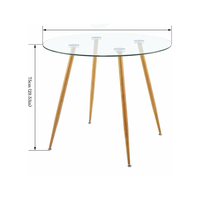 Table à manger ronde en verre transparent avec pieds en métal pour cuisine, salle à manger, salon