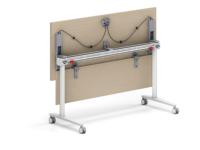 Table de formation pliable moderne en panneau MFC avec cadre métallique, bureau mobile à roulettes pour l'école, le bureau et les salles de réunion